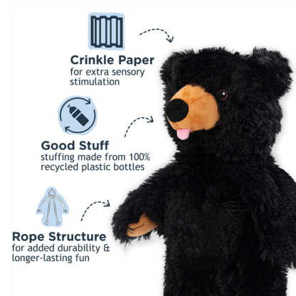Black Bear Stuffless Squeaker Dog Toy