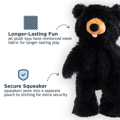 Black Bear Stuffless Squeaker Dog Toy