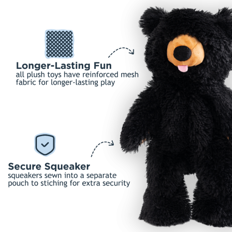 Black Bear Stuffless Squeaker Dog Toy