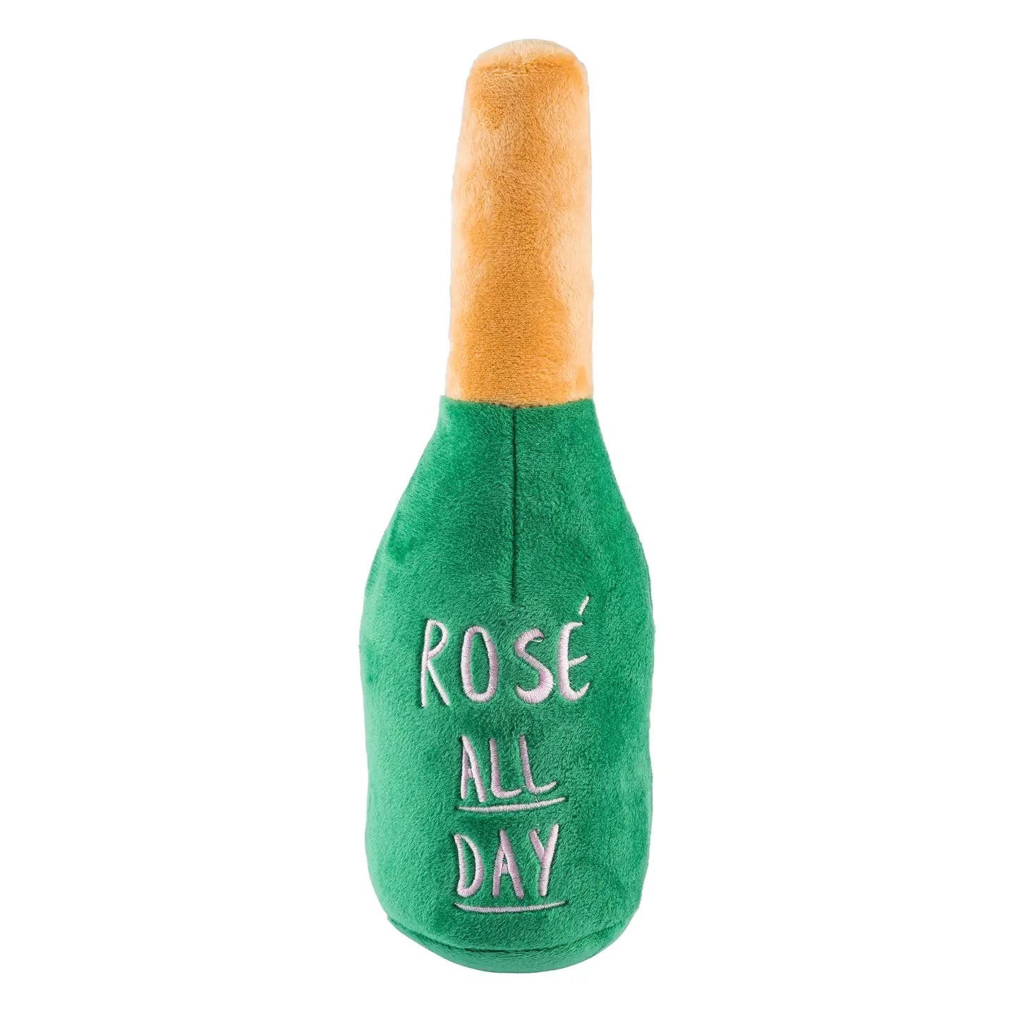 Woof Clicquot Rose' Champagne Bottle Squeaker Dog Toy